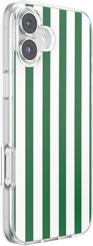 image:imagePopSockets iPhone 16 Phone Case with MagSafe Wireless Charging Compatible Checkered Blush GinghamClub Stripe Green