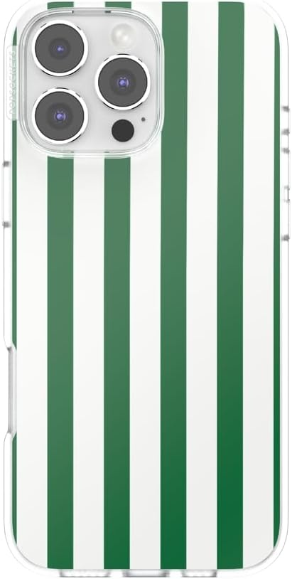 image:imagePopSockets iPhone 16 Phone Case with MagSafe Wireless Charging Compatible Checkered Blush GinghamClub Stripe Green