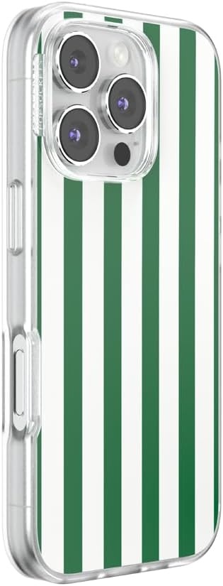 image:imagePopSockets iPhone 16 Phone Case with MagSafe Wireless Charging Compatible Checkered Blush GinghamClub Stripe Green