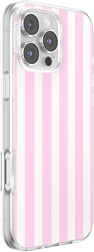 image:imagePopSockets iPhone 16 Phone Case with MagSafe Wireless Charging Compatible Checkered Blush GinghamClub Stripe Pink