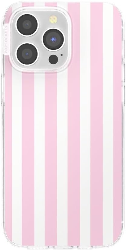 image:imagePopSockets iPhone 16 Phone Case with MagSafe Wireless Charging Compatible Checkered Blush GinghamClub Stripe Pink