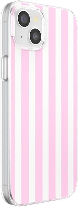 image:imagePopSockets iPhone 16 Phone Case with MagSafe Wireless Charging Compatible Checkered Blush GinghamClub Stripe Pink