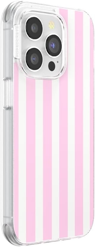 image:imagePopSockets iPhone 16 Phone Case with MagSafe Wireless Charging Compatible Checkered Blush GinghamClub Stripe Pink