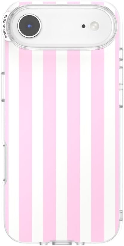 image:imagePopSockets iPhone 16 Phone Case with MagSafe Wireless Charging Compatible Checkered Blush GinghamClub Stripe Pink