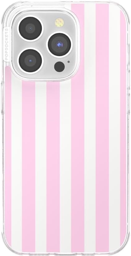 image:imagePopSockets iPhone 16 Phone Case with MagSafe Wireless Charging Compatible Checkered Blush GinghamClub Stripe Pink