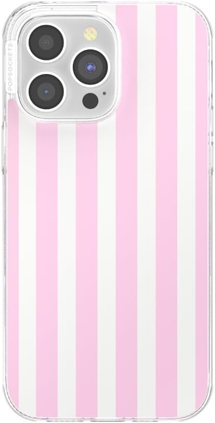 image:imagePopSockets iPhone 16 Phone Case with MagSafe Wireless Charging Compatible Checkered Blush GinghamClub Stripe Pink