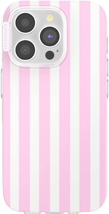 image:imagePopSockets iPhone 16 Phone Case with MagSafe Wireless Charging Compatible Checkered Blush GinghamClub Stripe Pink