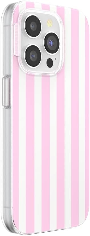 image:imagePopSockets iPhone 16 Phone Case with MagSafe Wireless Charging Compatible Checkered Blush GinghamClub Stripe Pink
