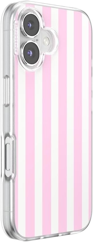 image:imagePopSockets iPhone 16 Phone Case with MagSafe Wireless Charging Compatible Checkered Blush GinghamClub Stripe Pink