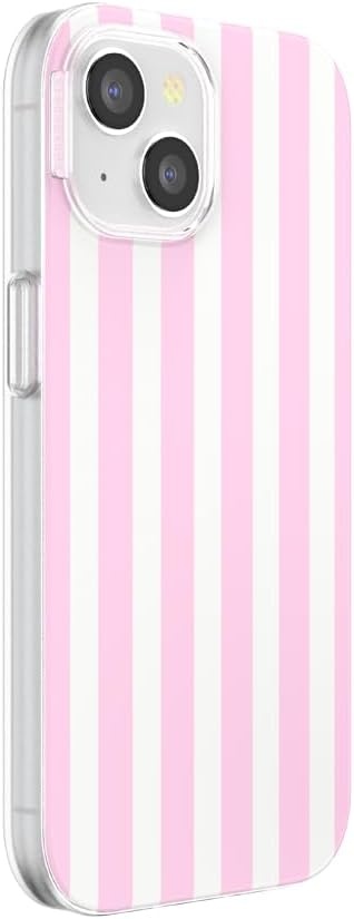 image:imagePopSockets iPhone 16 Phone Case with MagSafe Wireless Charging Compatible Checkered Blush GinghamClub Stripe Pink