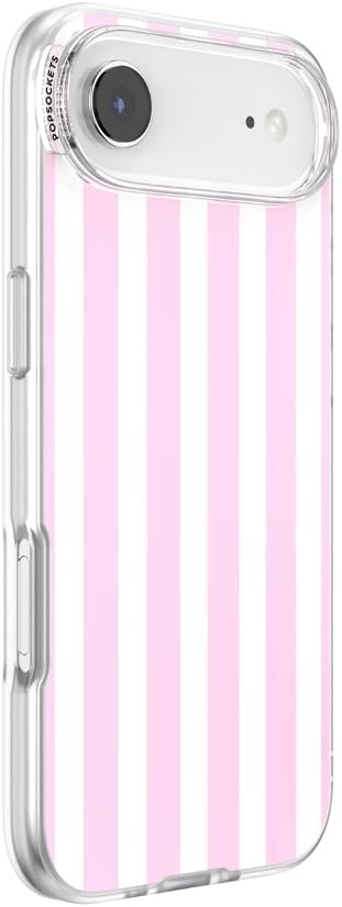 image:imagePopSockets iPhone 16 Phone Case with MagSafe Wireless Charging Compatible Checkered Blush GinghamClub Stripe Pink