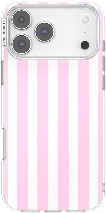 image:imagePopSockets iPhone 16 Phone Case with MagSafe Wireless Charging Compatible Checkered Blush GinghamClub Stripe Pink