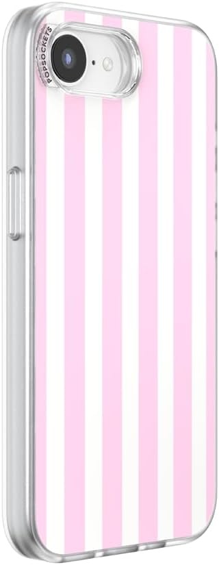 image:imagePopSockets iPhone 16 Phone Case with MagSafe Wireless Charging Compatible Checkered Blush GinghamClub Stripe Pink