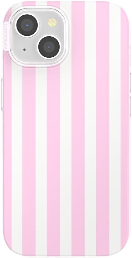 image:imagePopSockets iPhone 16 Phone Case with MagSafe Wireless Charging Compatible Checkered Blush GinghamClub Stripe Pink