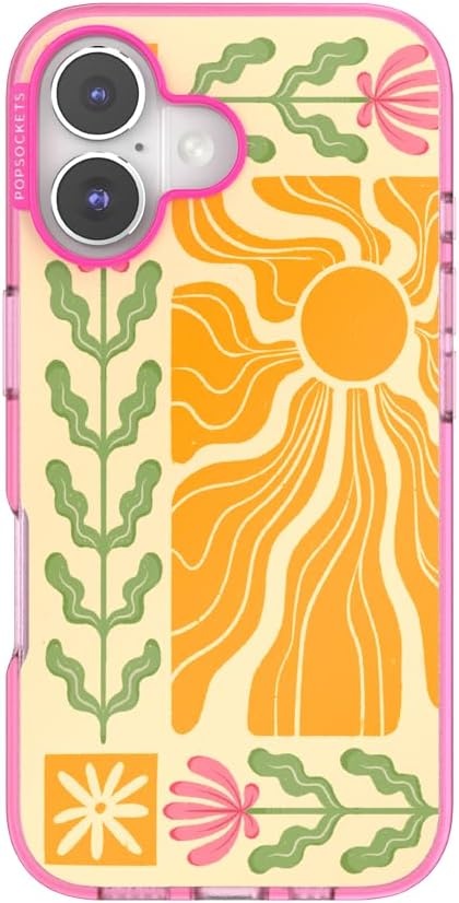 image:imagePopSockets iPhone 16 Phone Case with MagSafe Wireless Charging Compatible Checkered Blush GinghamDesert Mosaic