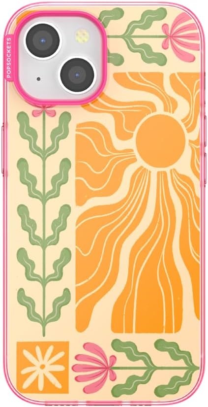 image:imagePopSockets iPhone 16 Phone Case with MagSafe Wireless Charging Compatible Checkered Blush GinghamDesert Mosaic