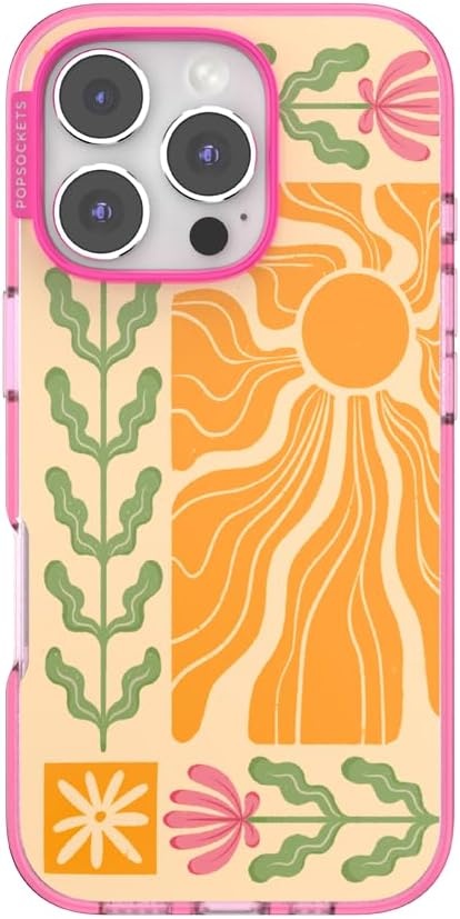 image:imagePopSockets iPhone 16 Phone Case with MagSafe Wireless Charging Compatible Checkered Blush GinghamDesert Mosaic