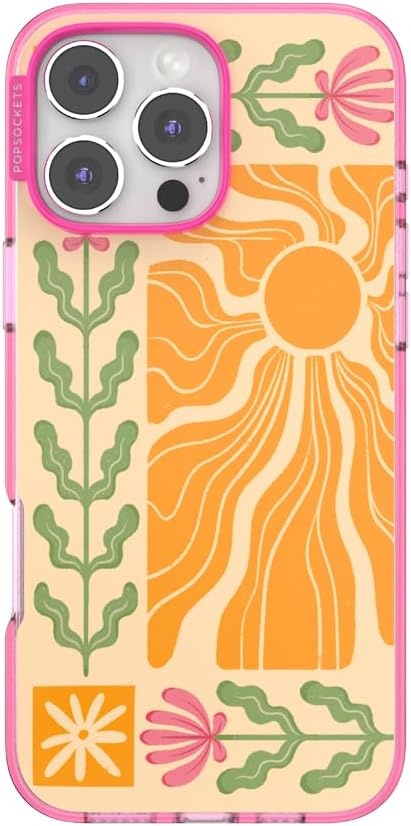 image:imagePopSockets iPhone 16 Phone Case with MagSafe Wireless Charging Compatible Checkered Blush GinghamDesert Mosaic