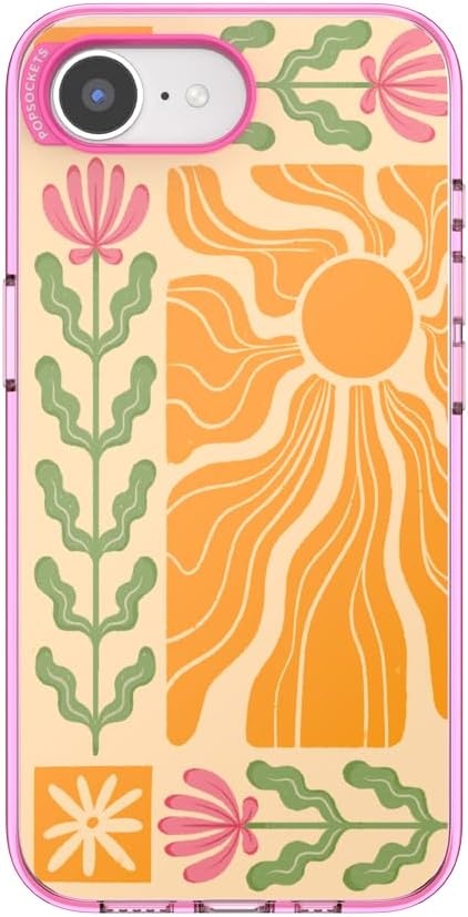 image:imagePopSockets iPhone 16 Phone Case with MagSafe Wireless Charging Compatible Checkered Blush GinghamDesert Mosaic
