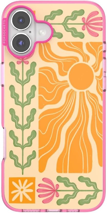 image:imagePopSockets iPhone 16 Phone Case with MagSafe Wireless Charging Compatible Checkered Blush GinghamDesert Mosaic
