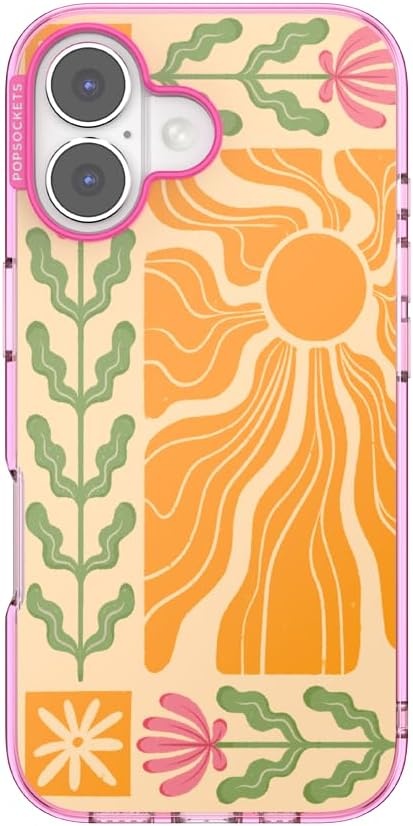 image:imagePopSockets iPhone 16 Phone Case with MagSafe Wireless Charging Compatible Checkered Blush GinghamDesert Mosaic