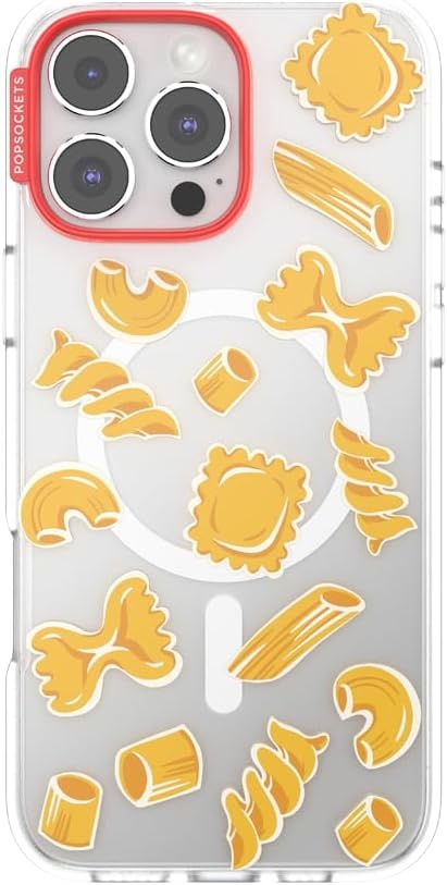 image:imagePopSockets iPhone 16 Phone Case with MagSafe Wireless Charging Compatible Checkered Blush GinghamPasta Pasta