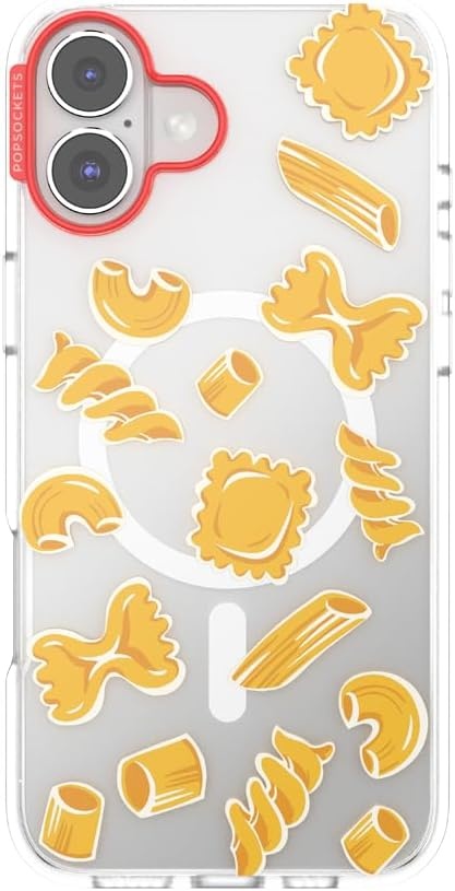 image:imagePopSockets iPhone 16 Phone Case with MagSafe Wireless Charging Compatible Checkered Blush GinghamPasta Pasta