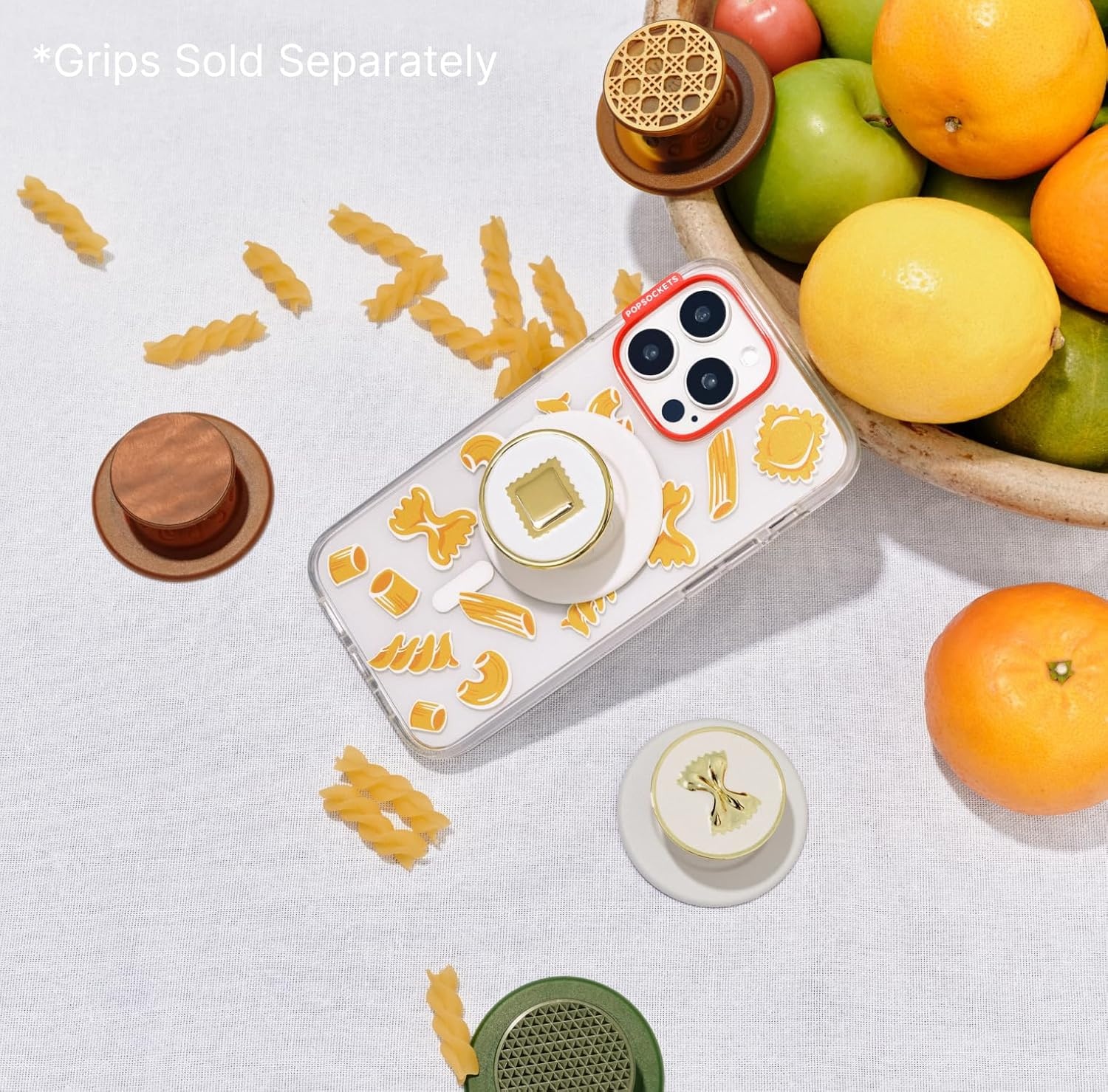 image:imagePopSockets iPhone 16 Phone Case with MagSafe Wireless Charging Compatible Checkered Blush GinghamPasta Pasta