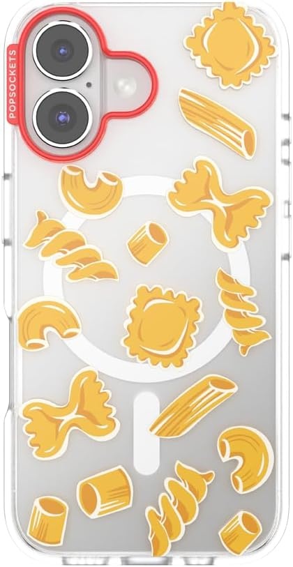 image:imagePopSockets iPhone 16 Phone Case with MagSafe Wireless Charging Compatible Checkered Blush GinghamPasta Pasta