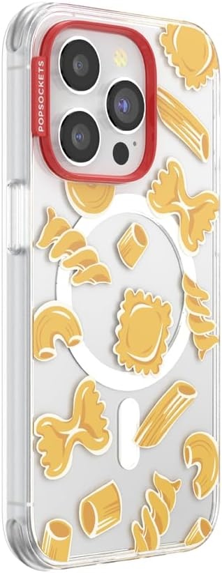 image:imagePopSockets iPhone 16 Phone Case with MagSafe Wireless Charging Compatible Checkered Blush GinghamPasta Pasta