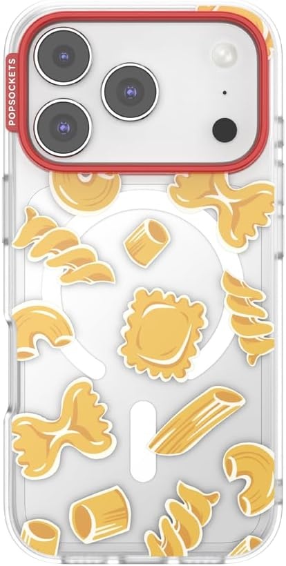 image:imagePopSockets iPhone 16 Phone Case with MagSafe Wireless Charging Compatible Checkered Blush GinghamPasta Pasta