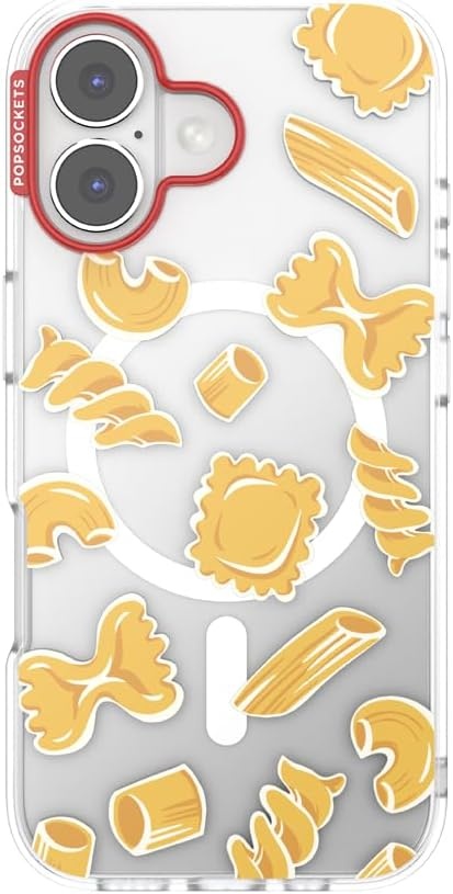 image:imagePopSockets iPhone 16 Phone Case with MagSafe Wireless Charging Compatible Checkered Blush GinghamPasta Pasta