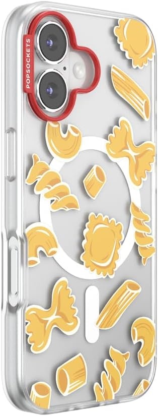 image:imagePopSockets iPhone 16 Phone Case with MagSafe Wireless Charging Compatible Checkered Blush GinghamPasta Pasta