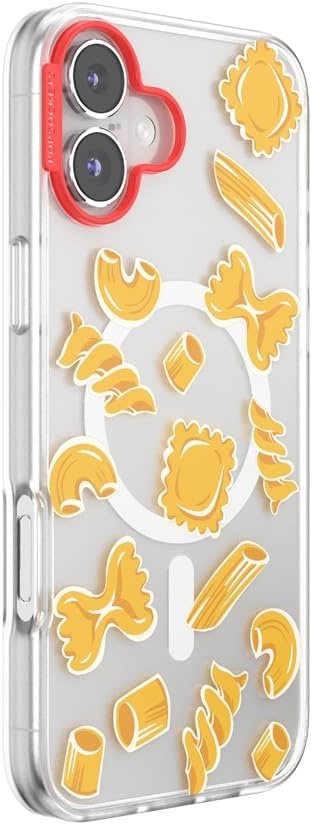 image:imagePopSockets iPhone 16 Phone Case with MagSafe Wireless Charging Compatible Checkered Blush GinghamPasta Pasta