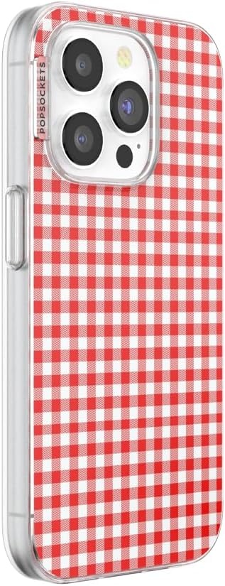 image:imagePopSockets iPhone 16 Phone Case with MagSafe Wireless Charging Compatible Checkered Blush GinghamRed Gingham