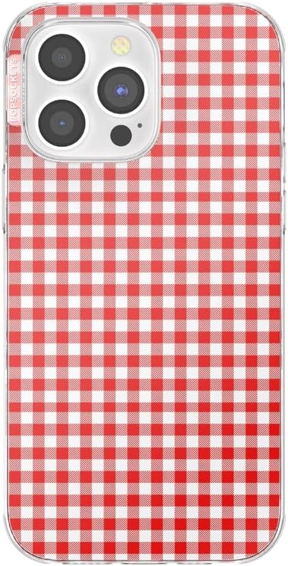 image:imagePopSockets iPhone 16 Phone Case with MagSafe Wireless Charging Compatible Checkered Blush GinghamRed Gingham