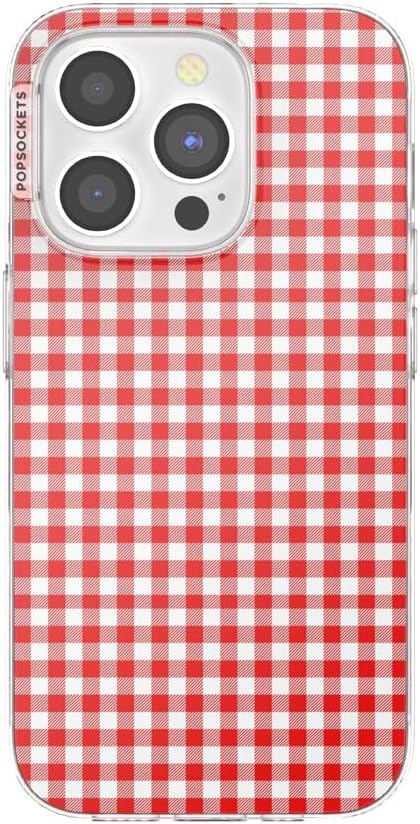 image:imagePopSockets iPhone 16 Phone Case with MagSafe Wireless Charging Compatible Checkered Blush GinghamRed Gingham