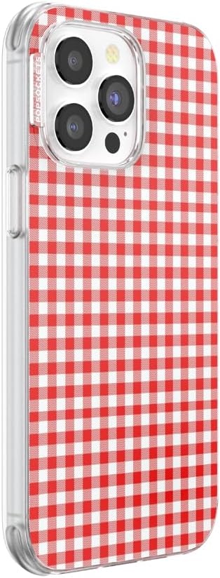 image:imagePopSockets iPhone 16 Phone Case with MagSafe Wireless Charging Compatible Checkered Blush GinghamRed Gingham
