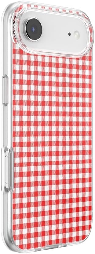 image:imagePopSockets iPhone 16 Phone Case with MagSafe Wireless Charging Compatible Checkered Blush GinghamRed Gingham