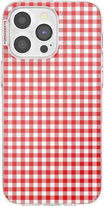 image:imagePopSockets iPhone 16 Phone Case with MagSafe Wireless Charging Compatible Checkered Blush GinghamRed Gingham