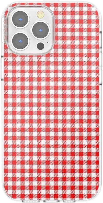 image:imagePopSockets iPhone 16 Phone Case with MagSafe Wireless Charging Compatible Checkered Blush GinghamRed Gingham