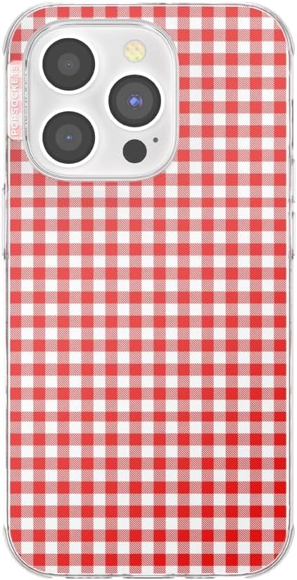 image:imagePopSockets iPhone 16 Phone Case with MagSafe Wireless Charging Compatible Checkered Blush GinghamRed Gingham