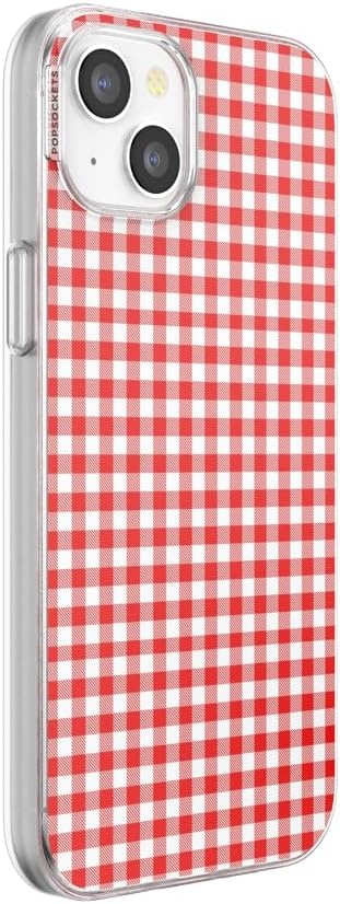 image:imagePopSockets iPhone 16 Phone Case with MagSafe Wireless Charging Compatible Checkered Blush GinghamRed Gingham