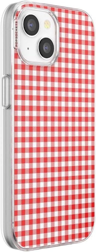 image:imagePopSockets iPhone 16 Phone Case with MagSafe Wireless Charging Compatible Checkered Blush GinghamRed Gingham