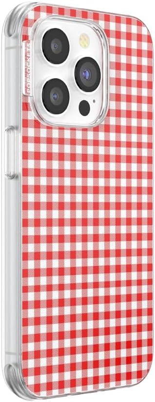 image:imagePopSockets iPhone 16 Phone Case with MagSafe Wireless Charging Compatible Checkered Blush GinghamRed Gingham