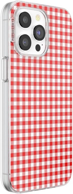 image:imagePopSockets iPhone 16 Phone Case with MagSafe Wireless Charging Compatible Checkered Blush GinghamRed Gingham