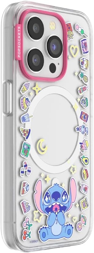 image:imagePopSockets iPhone 16 Phone Case with MagSafe Wireless Charging Compatible Disney Mod Mickey and MinnieStitch Snack Attack