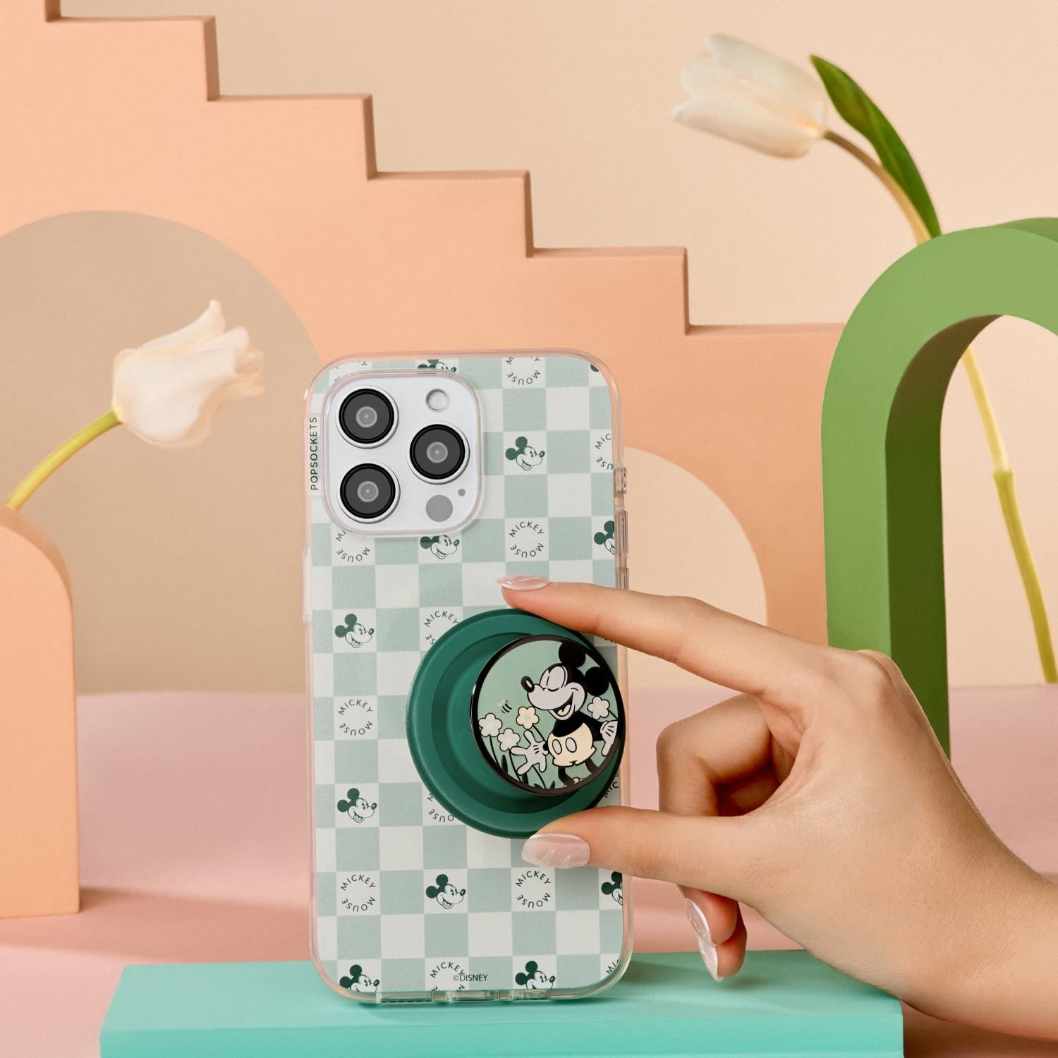 image:imagePopSockets iPhone 16 Phone Case with MagSafe Wireless Charging Compatible Disney Serene MickeyMickey Classic Check
