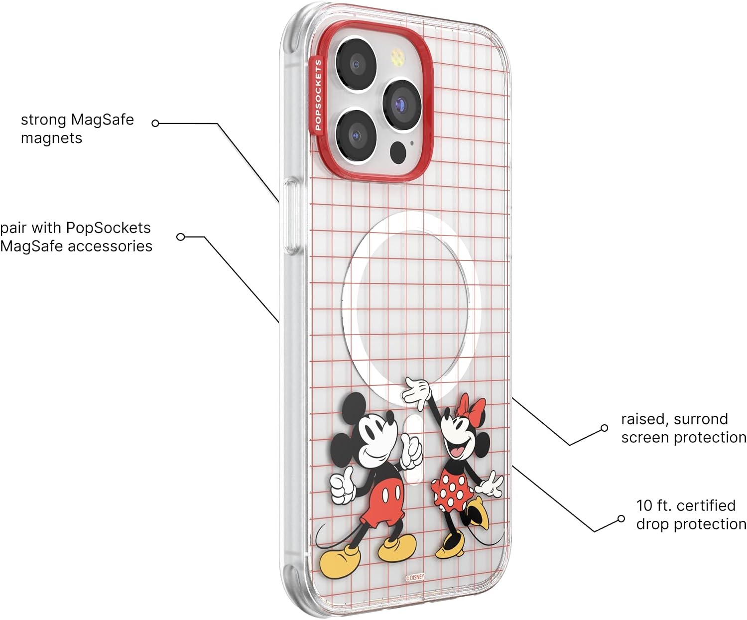 image:imagePopSockets iPhone 16 Phone Case with MagSafe Wireless Charging Compatible Disney Serene MickeyMod Mickey Minnie