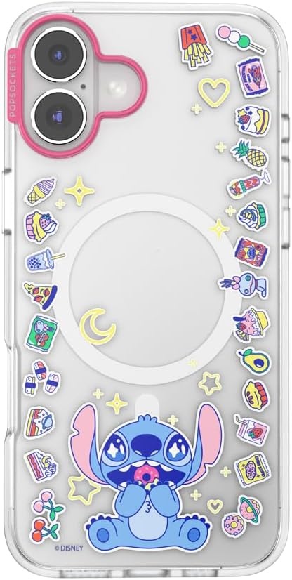 image:imagePopSockets iPhone 16 Phone Case with MagSafe Wireless Charging Compatible Disney Serene MickeyStitch Snack Attack
